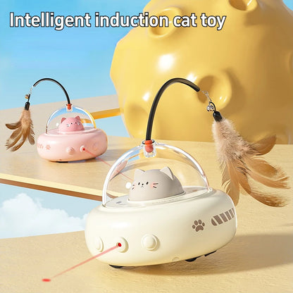 Smart Cat Toy Electric UFO Cat Stick With Bell Training Pet Toys Replaceable Feather Rechargeable Interactive Cat Supplies