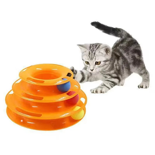 4 Levels Cat Toy Tower Turntable Roller Balls Toys Interactive Intelligence Training Track Puzzle Funny Games Accessories