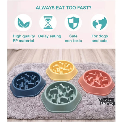 Anti-Tip Slow Feeder Dog Bowl - Non-Slip, Choke Prevention Pet Dish for Healthy Eating