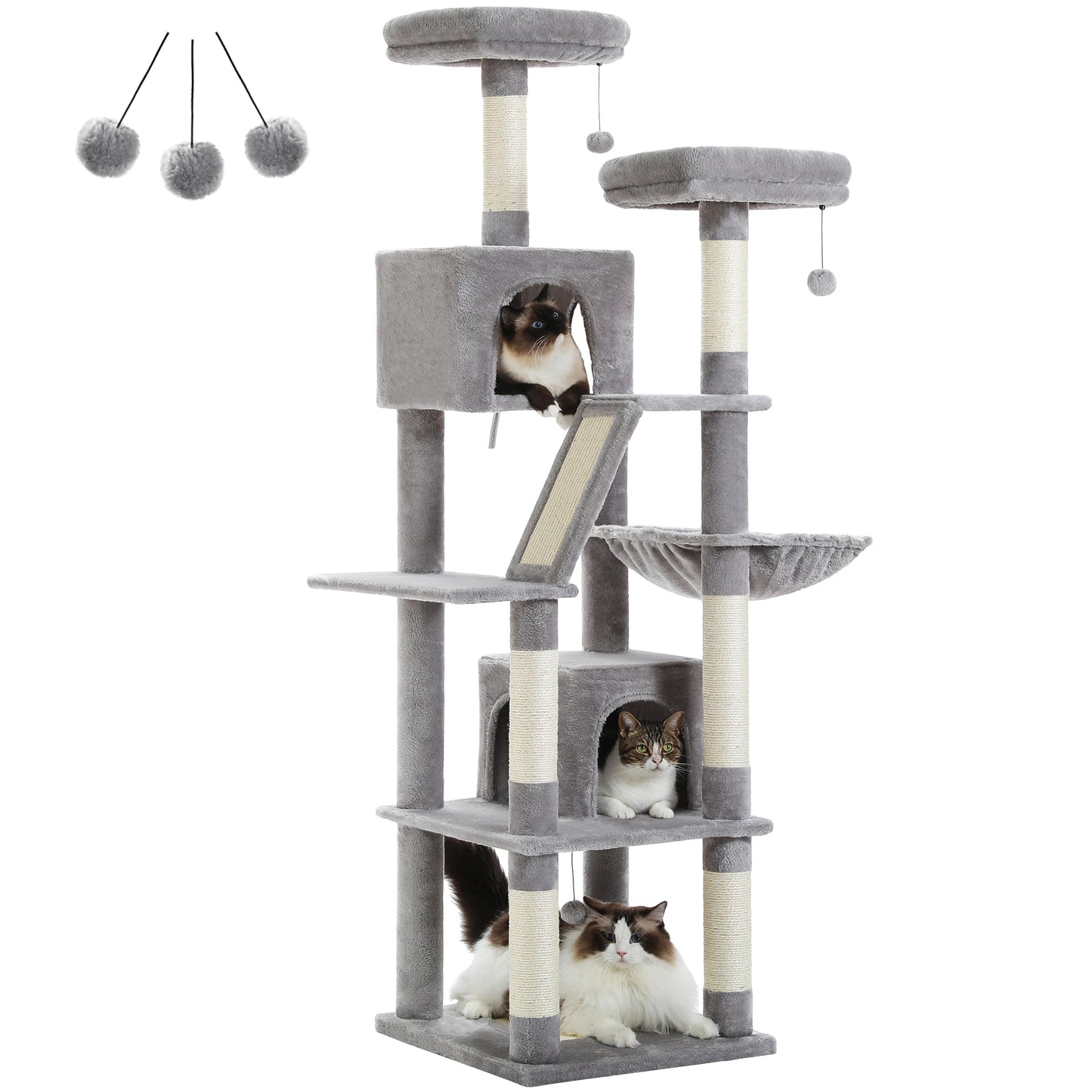 Large Cat Tree Tall Cat Tower for Indoor Cats Multi-Level Plush Cat Condo with Scratching Posts Scratching Boards Perches Caves