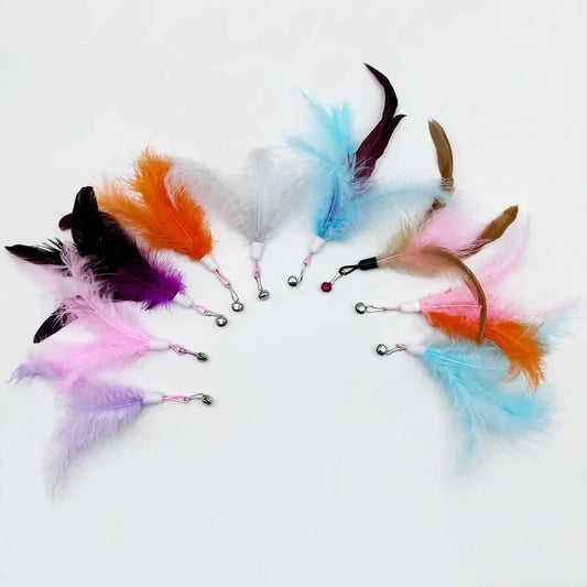 New Pet Cuddly Stick Feather Bell Replacement Head Pet Plush Toy Cuddly Cat Toy Relief Interactive Toy Cat Toys Pet Toys Cats