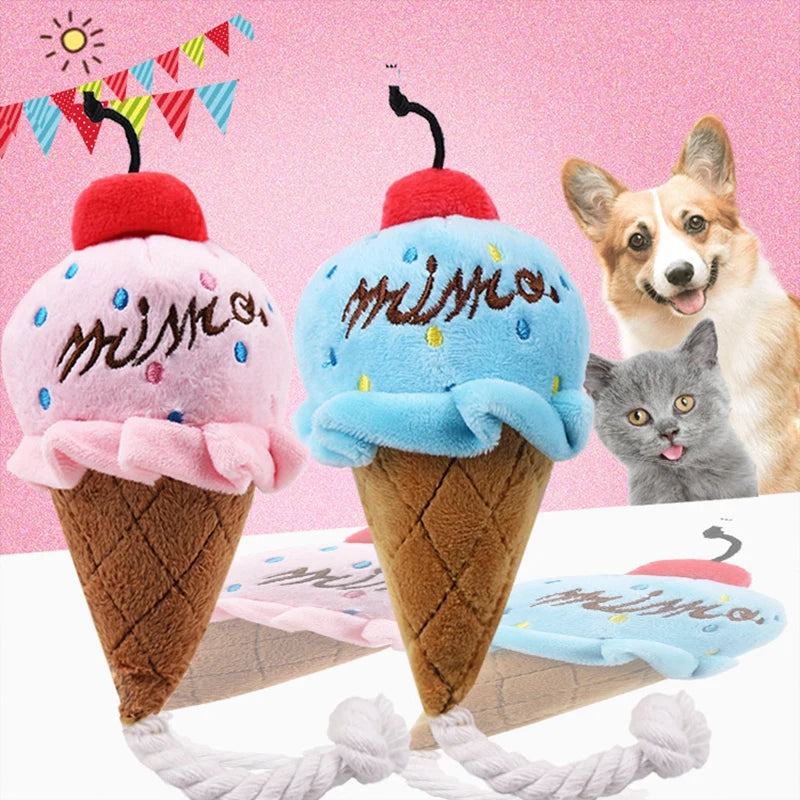 Pet Plush Toys Bite-Resistant Clean Dog Chew Puppy Training Soft Crab Lobster Ice Cream Pet Toys Supplies