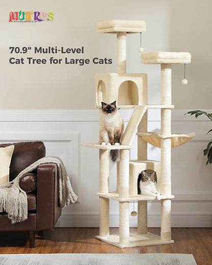 Large Cat Tree Tall Cat Tower for Indoor Cats Multi-Level Plush Cat Condo with Scratching Posts Scratching Boards Perches Caves