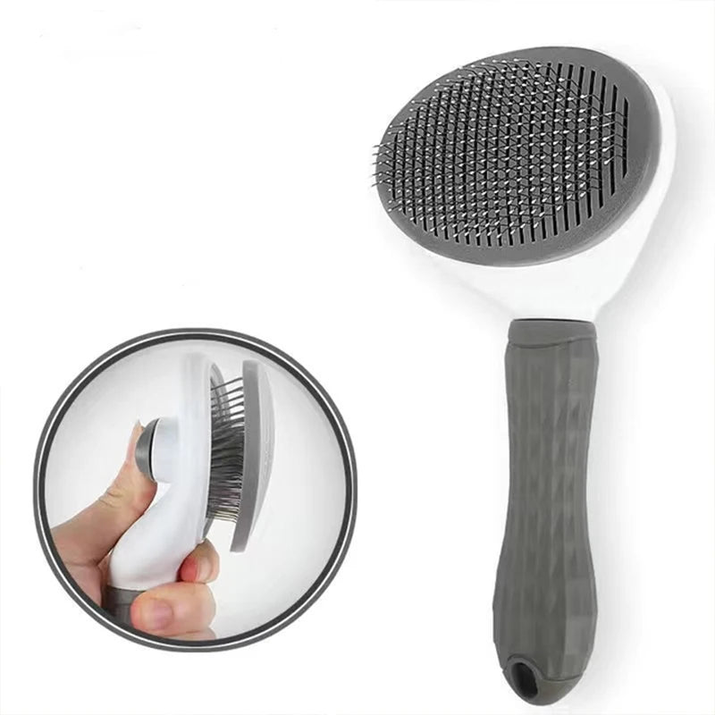 Pet Hair Removal Brush Dog Hair Comb Stainless Steel Automatic Hair Fading Cat Comb Pet Cleaning Grooming Supplies